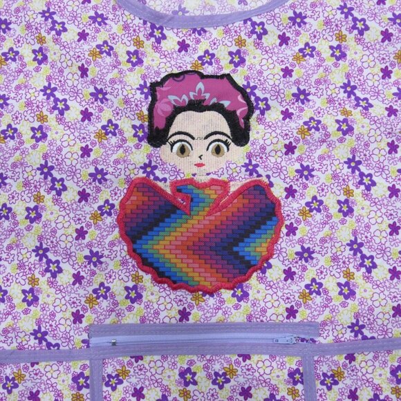 Craft Apron Mexican Artisan Little Frida Embroidered -One Size-zippered pocket - Picture 2 of 7